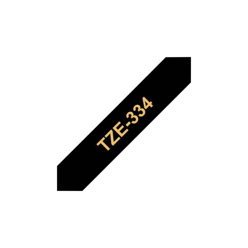 BROTHER TZE334 Taśma Brother 12mm Gold on Black BROTHER TZE334 Taśma Brother 12mm Gold on Black