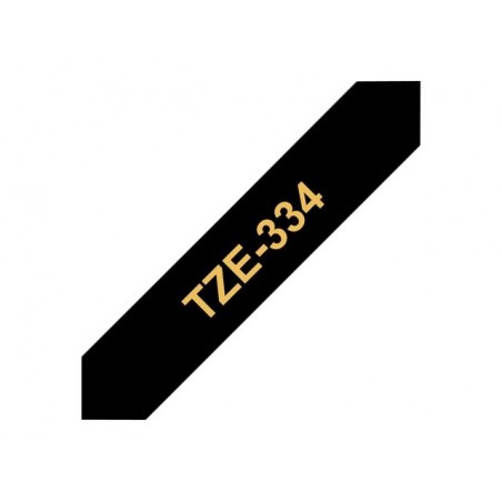 BROTHER TZE334 Taśma Brother 12mm Gold on Black BROTHER TZE334 Taśma Brother 12mm Gold on Black