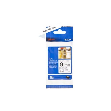 BROTHER TZEN221 Taśma Brother 9mm BLACK ON WHITE NON LAMINATED