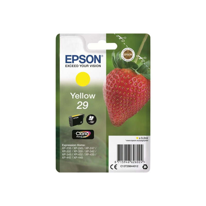 EPSON C13T29844012 Tusz Epson Singlepack yellow 29 Claria Home 3,2 ml EPSON C13T29844012 Tusz Epson Singlepack yellow 29 Claria Home 3,2 ml