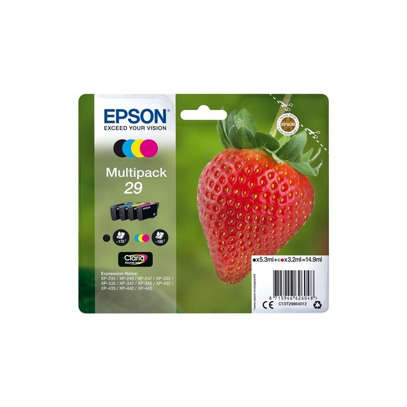 EPSON C13T29864012 Tusz Epson Strawberry Multipack Claria Home 4-color 29 14,9 ml EPSON C13T29864012 Tusz Epson Strawberry Multipack Claria Home 4-color 29 14,9 ml