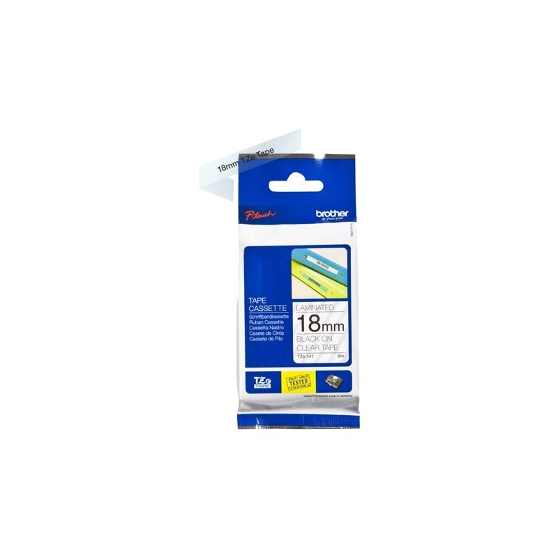 BROTHER TZE141 Taśma Brother 18mm BLACK ON CLEAR