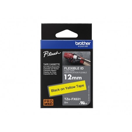 BROTHER TZEFX631 Taśma Brother 12mm BLACK ON YELLOW FLEXIBLE ID