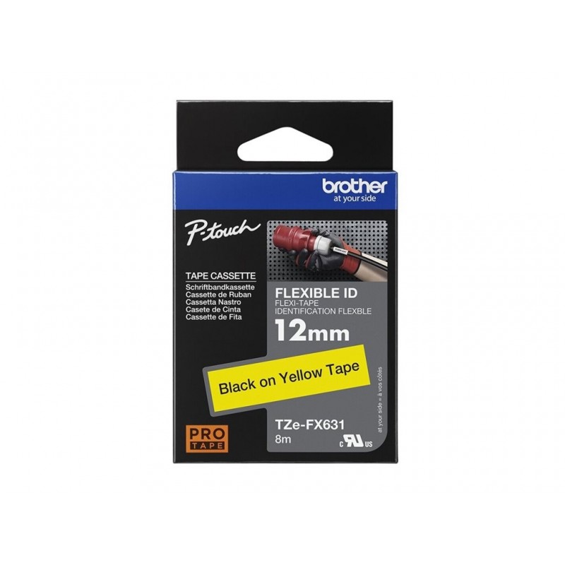 BROTHER TZEFX631 Taśma Brother 12mm BLACK ON YELLOW FLEXIBLE ID
