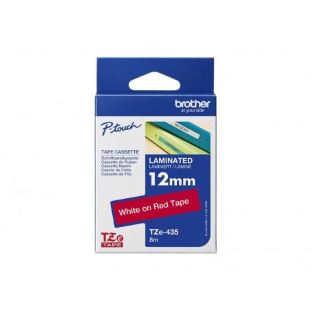 BROTHER TZE435 Taśma Brother 12mm WHITE ON RED