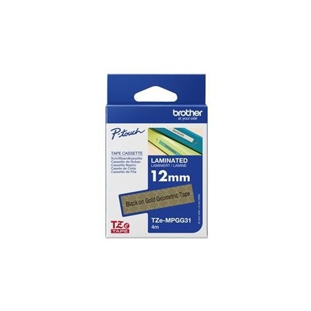 BROTHER TZEMPGG31 Taśma Brother 12mm Gold geometric pattern tape