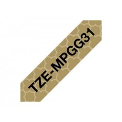 BROTHER TZEMPGG31 Taśma Brother 12mm Gold geometric pattern tape