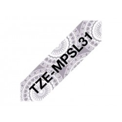BROTHER TZEMPSL31 Taśma Brother 12mm Silver lace pattern tape