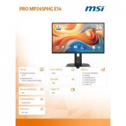 Monitor PRO MP245PHG E14 23.8 cala/LED/FHD/Flat/144Hz/Black Monitor PRO MP245PHG E14 23.8 cala/LED/FHD/Flat/144Hz/Black
