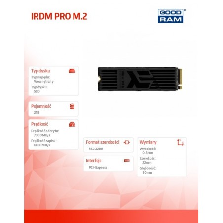 Dysk SSD IRDM PRO 2TB M.2 PCIe 4x4 NVMe 2280 7000/6850 Dysk SSD IRDM PRO 2TB M.2 PCIe 4x4 NVMe 2280 7000/6850