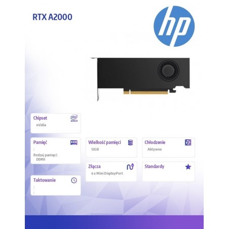 Karta graficzna NVIDIA RTX A2000 12GB 4MDP GFX 5Z7D9AA Karta graficzna NVIDIA RTX A2000 12GB 4MDP GFX 5Z7D9AA