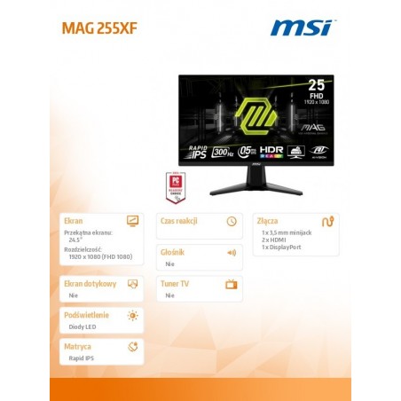Monitor MAG 255XF 24.5 cala/LED/FHD/Flat/300Hz/Black Monitor MAG 255XF 24.5 cala/LED/FHD/Flat/300Hz/Black