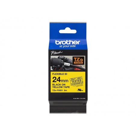 BROTHER TZEFX651 Taśma Brother 24mm BLACK ON YELLOW FLEXIBLE ID