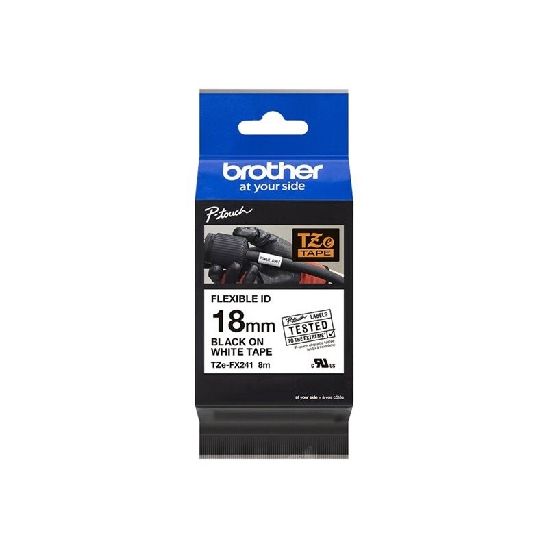 BROTHER TZEFX241 Taśma Brother 18mm BLACK ON WHITE FLEXIBLE ID