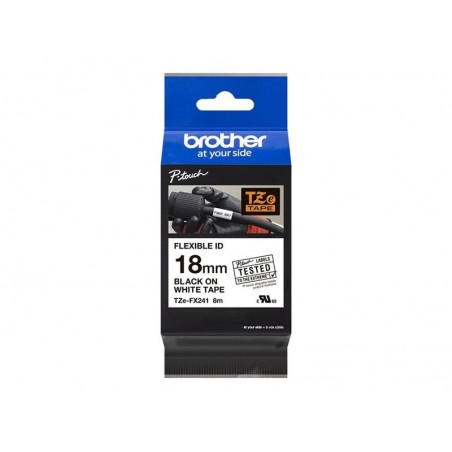 BROTHER TZEFX241 Taśma Brother 18mm BLACK ON WHITE FLEXIBLE ID