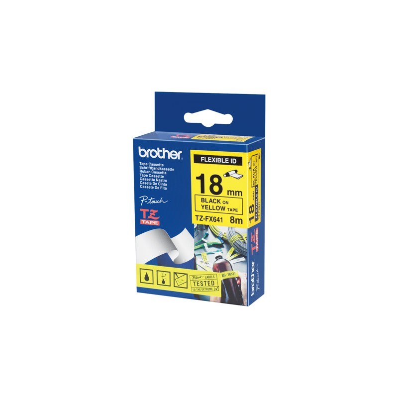 BROTHER TZEFX641 Taśma Brother 18mm BLACK ON YELLOW FLEXIBLE ID