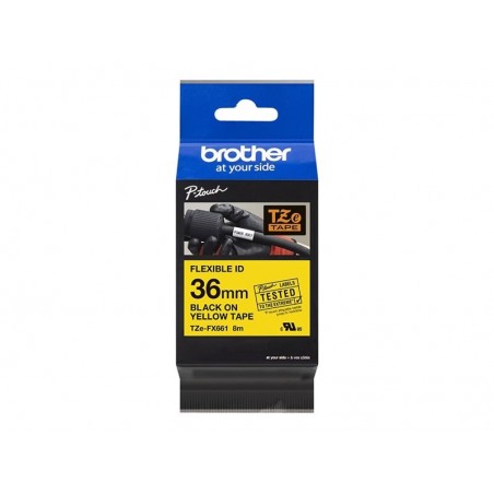 BROTHER TZEFX661 Taśma Brother 36mm BLACK ON YELLOW FLEXIBLE ID