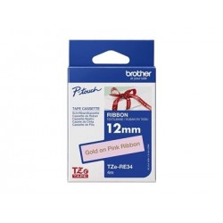 BROTHER TZERE34 Taśma Brother 12mm Gold/Pink ribbon tape