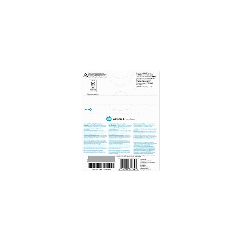 HP Advanced glossy photo paper inkjet 250g/m2 130x180mm 25 sheets 1-pack borderless
