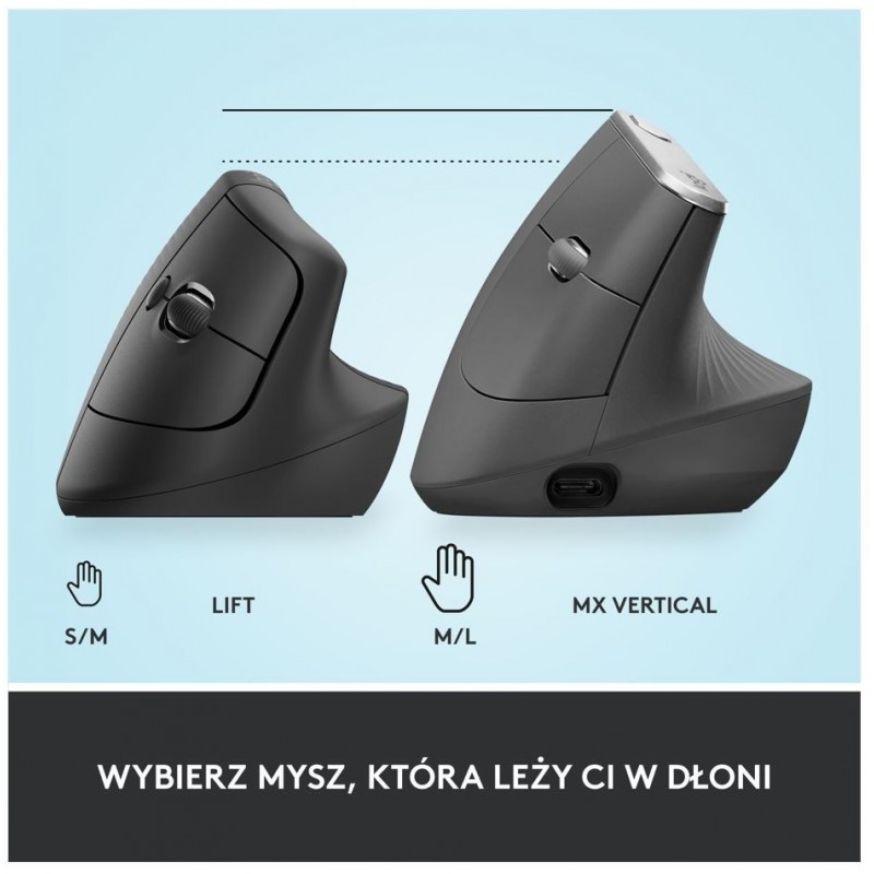Mysz Lift Grafit dla praworęcznych 910-006473 Mysz Lift Grafit dla praworęcznych 910-006473