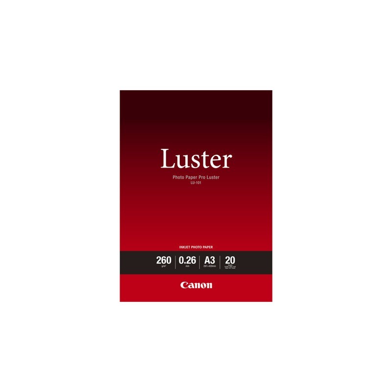 CANON LU-101 Photo Paper Pro Luster A3 20 sheets 260gsm 0.26mm CANON LU-101 Photo Paper Pro Luster A3 20 sheets 260gsm 0.26mm