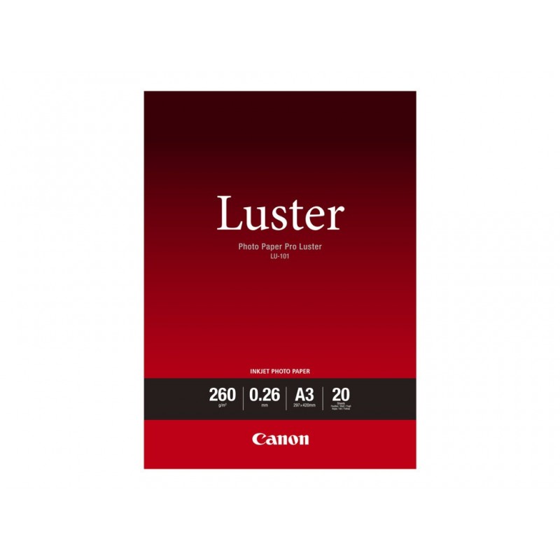CANON LU-101 Photo Paper Pro Luster A3 20 sheets 260gsm 0.26mm CANON LU-101 Photo Paper Pro Luster A3 20 sheets 260gsm 0.26mm
