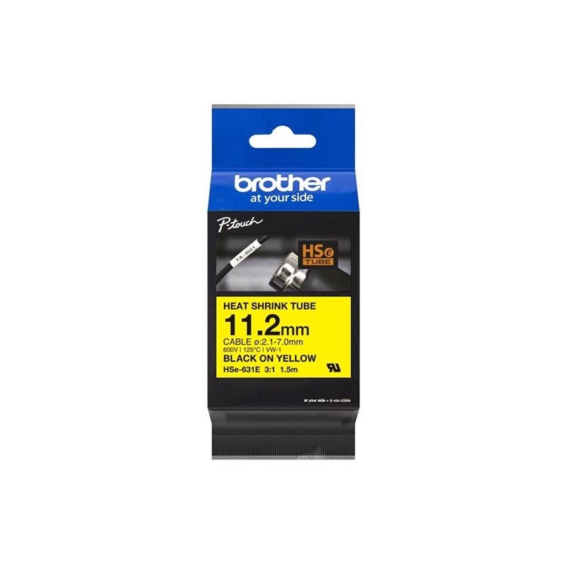 BROTHER Heat Shrink Tube Black on Yellow 11.2mm