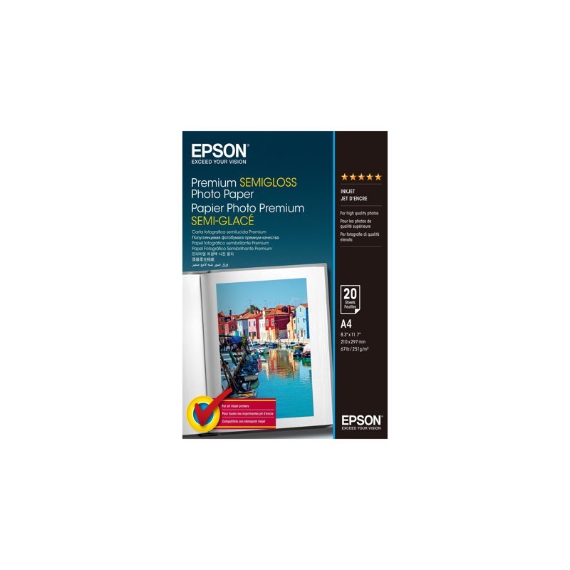 EPSON C13S041332 Papier Epson Premium Semigloss photo 251g A4 20ark EPSON C13S041332 Papier Epson Premium Semigloss photo 251g A4 20ark