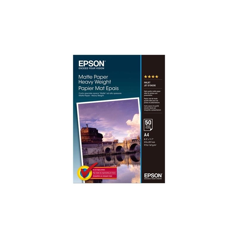 EPSON C13S041256 Papier Epson Epson matte Heavyweight 167g A4 50ark EPSON C13S041256 Papier Epson Epson matte Heavyweight 167g A4 50ark