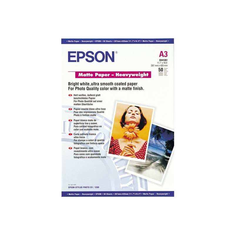 EPSON C13S041261 Papier Epson Epson matte Heavyweight 167g A3 50ark EPSON C13S041261 Papier Epson Epson matte Heavyweight 167g A3 50ark
