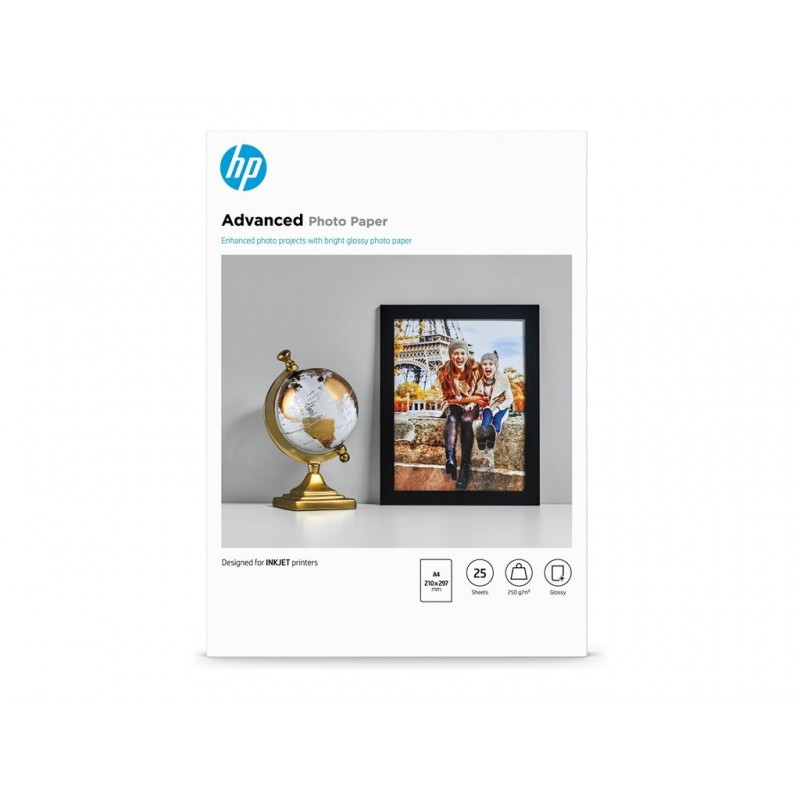 HP Q5456A Advanced glossy photo paper inkjet 250g/m2 A4 25 sheets 1-pack HP Q5456A Advanced glossy photo paper inkjet 250g/m2 A4 25 sheets 1-pack