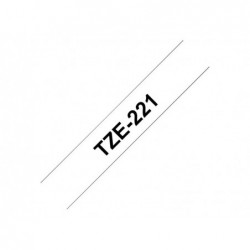 BROTHER TZE221 Brother TZE221 Banda laminata 9mm BLACK ON WHITE BROTHER TZE221 Brother TZE221 Banda laminata 9mm BLACK ON WHITE