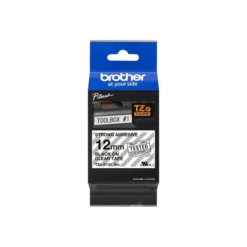 BROTHER TZES131 Taśma Brother 12mm BLACK ON CLEAR ADHESIVE TAPE BROTHER TZES131 Taśma Brother 12mm BLACK ON CLEAR ADHESIVE TAPE