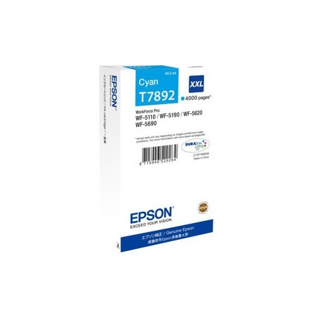 EPSON C13T789240 Tusz Epson cyan T7892 34 ml WF-5110DW/WF-5190DW/WF-5620DWF/WF-5690DWF EPSON C13T789240 Tusz Epson cyan T7892 34 ml WF-5110DW/WF-5190DW/WF-5620DWF/WF-5690DWF