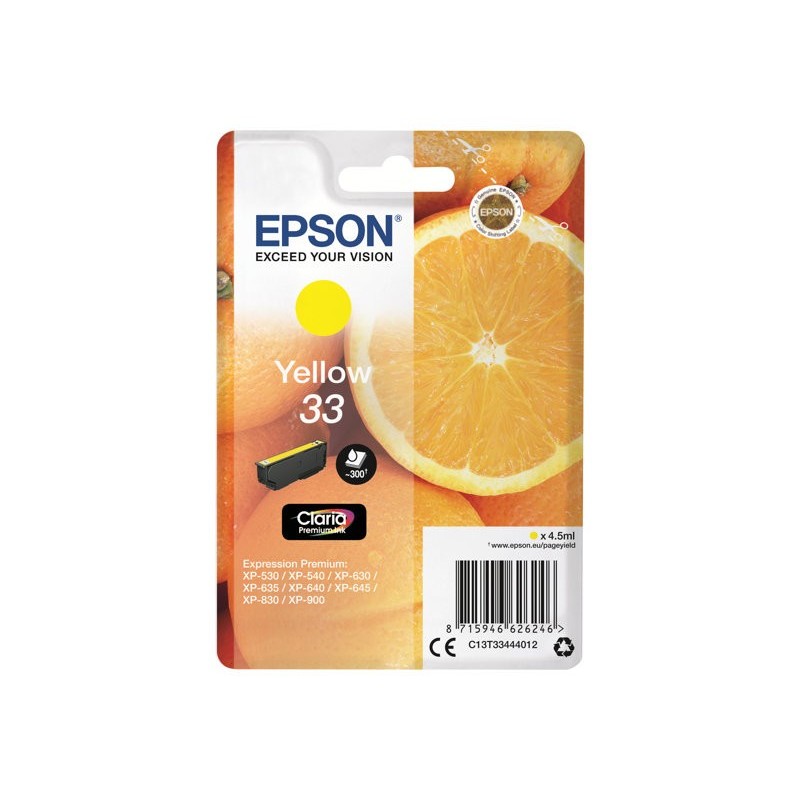 EPSON C13T33444012 Tusz Epson Premium Singlepack yellow 33 EPSON C13T33444012 Tusz Epson Premium Singlepack yellow 33