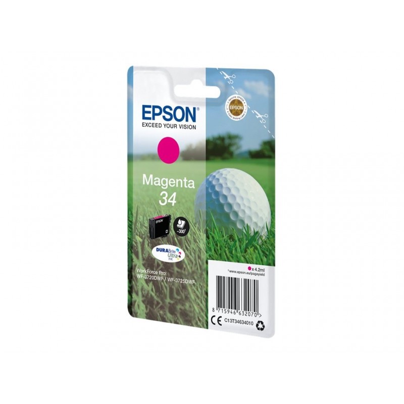 EPSON C13T34634010 Tusz Golf ball Singlepack EPSON Magenta 34 DURABrite Ultra 4,2 ml EPSON C13T34634010 Tusz Golf ball Singlepack EPSON Magenta 34 DURABrite Ultra 4,2 ml