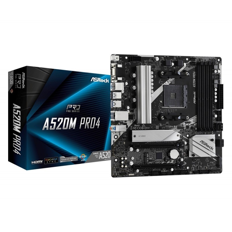 Płyta główna A520M Pro4 AM4 4DDR4 HDMI/DP/VGA M.2 mATX 
