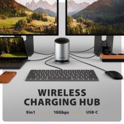 HMC-WL9 Wieloportowy hub USB 9in1, 10Gbps, 3xUSB-A, 1xUSB-C, DP 8K/60Hz, HDMI 4K/60Hz, PD 100W, GLAN, 100cm USB-C kabel, wireles HMC-WL9 Wieloportowy hub USB 9in1, 10Gbps, 3xUSB-A, 1xUSB-C, DP 8K/60Hz, HDMI 4K/60Hz, PD 100W, GLAN, 100cm USB-C kabel, wireles