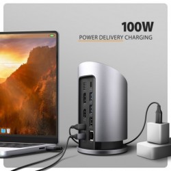 HMC-WL9 Wieloportowy hub USB 9in1, 10Gbps, 3xUSB-A, 1xUSB-C, DP 8K/60Hz, HDMI 4K/60Hz, PD 100W, GLAN, 100cm USB-C kabel, wireles HMC-WL9 Wieloportowy hub USB 9in1, 10Gbps, 3xUSB-A, 1xUSB-C, DP 8K/60Hz, HDMI 4K/60Hz, PD 100W, GLAN, 100cm USB-C kabel, wireles