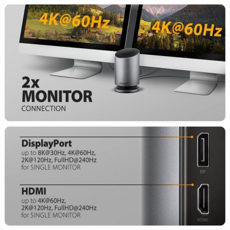 HMC-WL9 Wieloportowy hub USB 9in1, 10Gbps, 3xUSB-A, 1xUSB-C, DP 8K/60Hz, HDMI 4K/60Hz, PD 100W, GLAN, 100cm USB-C kabel, wireles HMC-WL9 Wieloportowy hub USB 9in1, 10Gbps, 3xUSB-A, 1xUSB-C, DP 8K/60Hz, HDMI 4K/60Hz, PD 100W, GLAN, 100cm USB-C kabel, wireles