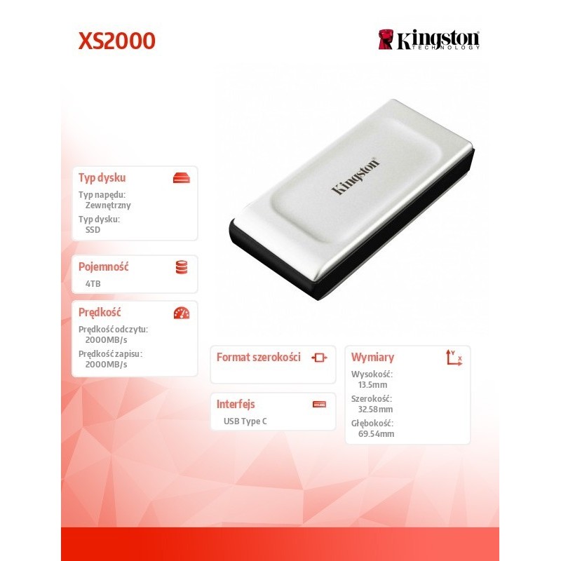 Dysk SSD XS2000 4000GB USB3.2 Gen2.2 zewnętrzny Dysk SSD XS2000 4000GB USB3.2 Gen2.2 zewnętrzny