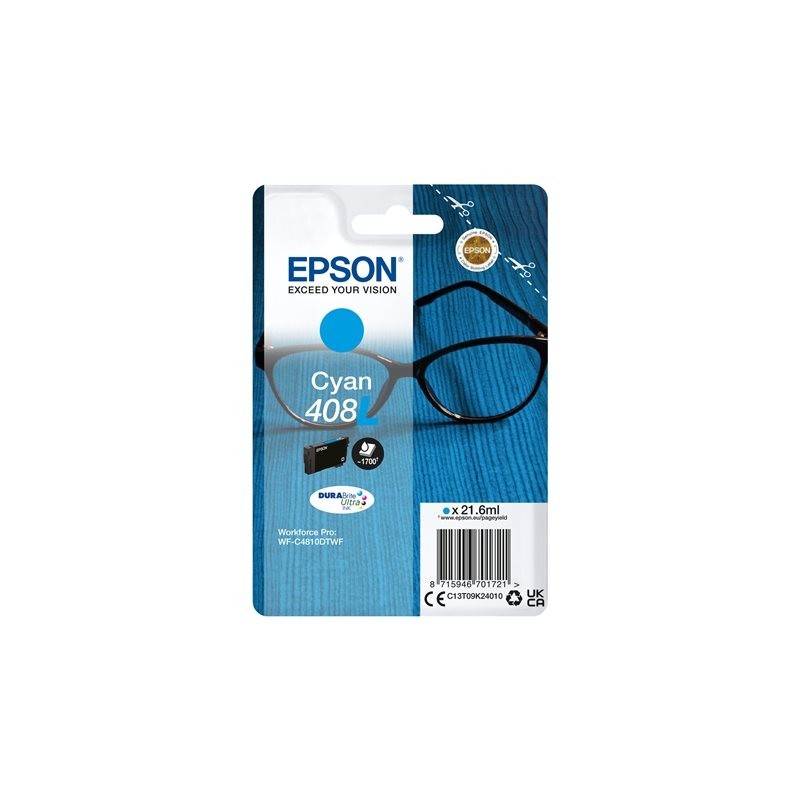 EPSON Singlepack Cyan 408L DURABrite Ultra Ink EPSON Singlepack Cyan 408L DURABrite Ultra Ink