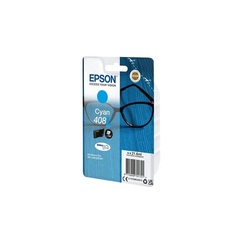 EPSON Singlepack Cyan 408L DURABrite Ultra Ink EPSON Singlepack Cyan 408L DURABrite Ultra Ink