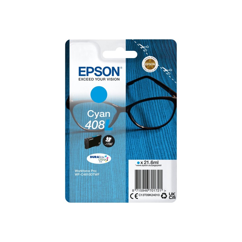 EPSON Singlepack Cyan 408L DURABrite Ultra Ink EPSON Singlepack Cyan 408L DURABrite Ultra Ink