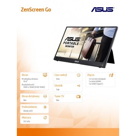Monitor ZenScreen Go 15.6 cala MB16AWP Monitor ZenScreen Go 15.6 cala MB16AWP