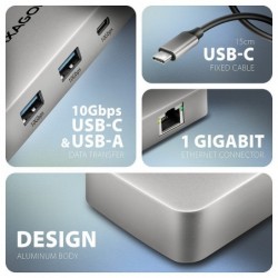 HMC-CUB83X2 Wieloportovy hub USB 7in1, 10Gbps, 2x USB-A, 1x USB-C, 1x HDMI 4K/144Hz, DP 8K/30Hz, GLAN, PD 100W, 15cm USB-C kabel HMC-CUB83X2 Wieloportovy hub USB 7in1, 10Gbps, 2x USB-A, 1x USB-C, 1x HDMI 4K/144Hz, DP 8K/30Hz, GLAN, PD 100W, 15cm USB-C kabel