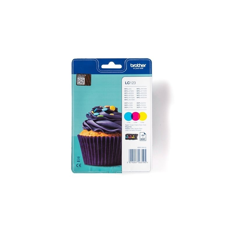 BROTHER LC123RBWBP Zestaw Brother LC123RBWBP CMY Blister Pack 600str MFC-J4510DW / DCP-J552DW