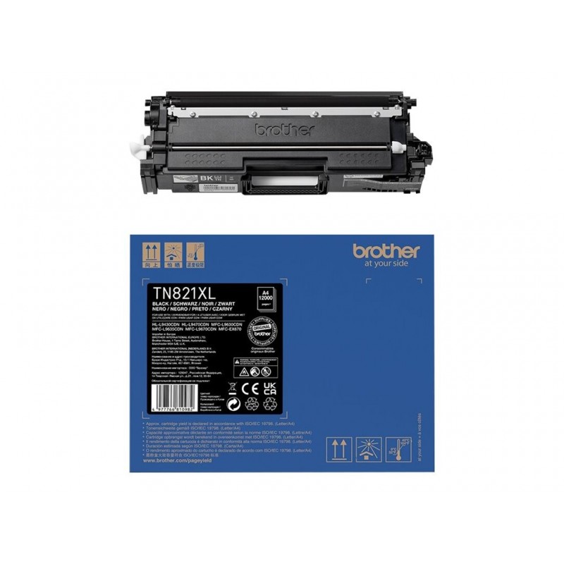 BROTHER TN-821XLBK Super High Yield Black Toner Cartridge for EC Prints 12000 pages