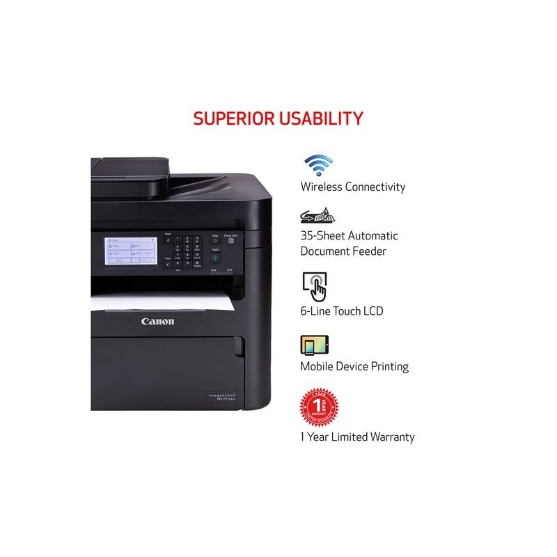 CANON i-SENSYS MF275dw MFP Mono B/W laser A4 210x297mm A4 29pp mcopy 29ppm print 150 sheets USB 2.0 LAN Wi-Fi CANON i-SENSYS MF275dw MFP Mono B/W laser A4 210x297mm A4 29pp mcopy 29ppm print 150 sheets USB 2.0 LAN Wi-Fi