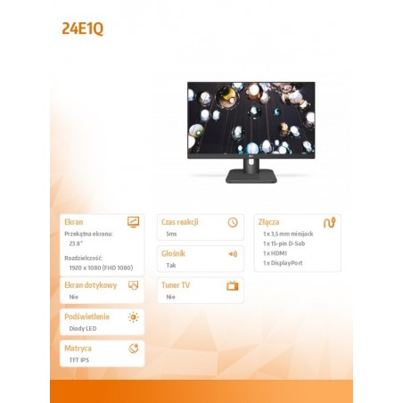 Monitor 23.8 24E1Q IPS DP HDMI Głośniki